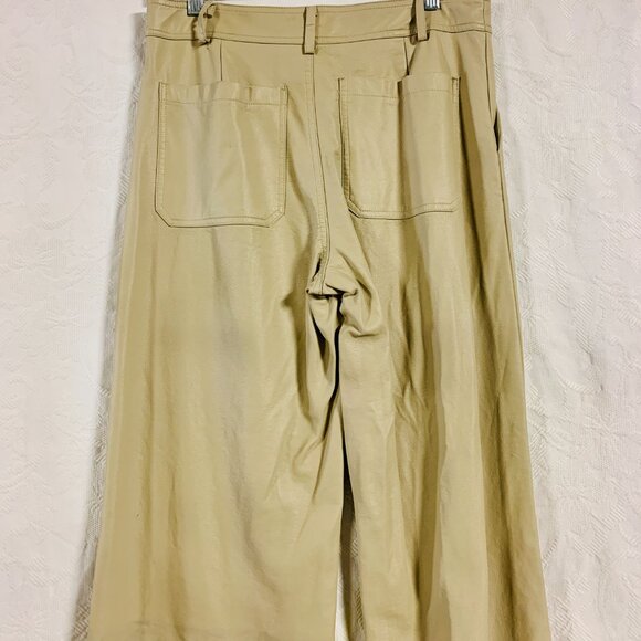 Cream Faux Leather Trousers (KM0065) - Picture 2 of 3